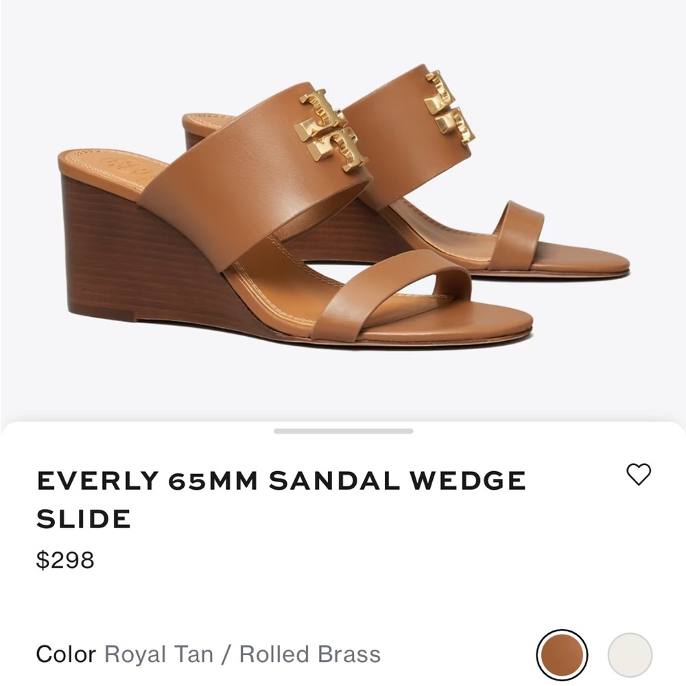Tory Burch Everly Wedge Sandals 65mm in Royal Tan Brown Size 6.5